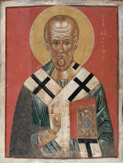 聖ニコラス、ノヴゴロド学校、c.1300（ジェッソのテンペラ） 作： Russian School