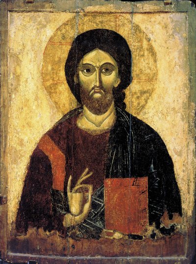 クリスト・パントクラトール、13世紀。 作： Russian icon.