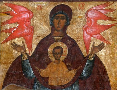 サインの聖母、16世紀。 作： Russian icon.