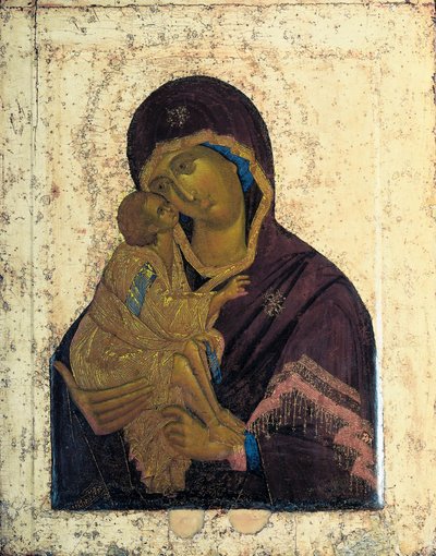 両面イコンの聖母、c1390。 作： Russian icon.