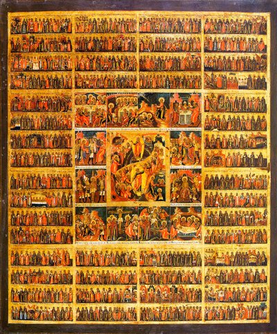 19世紀後半のキリストの受難の場面を描いた年表。 作： Russian icon.