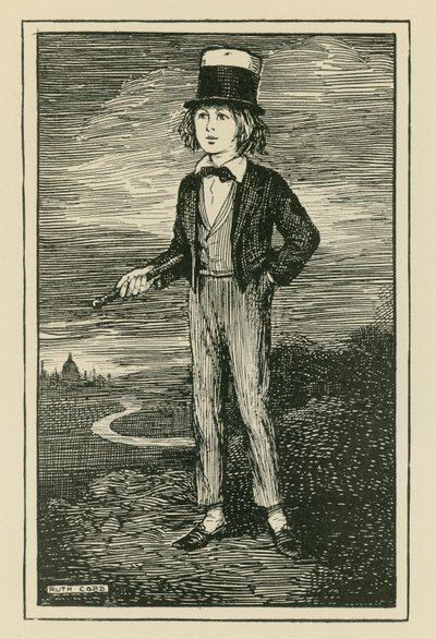 少年時代のチャールズ・ディケンズの架空の肖像画 (彫刻) 作： Ruth Cobb