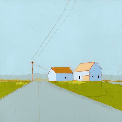 曇りの日、2025年（アクリル、木製パネル） 作： Ruth Lague