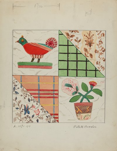 アップリケキルト、c。 1936年。 作： Ruth M Barnes
