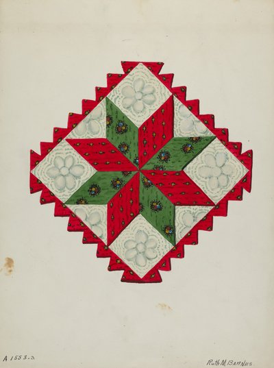 キルトブロック、c。 1936年。 作： Ruth M Barnes
