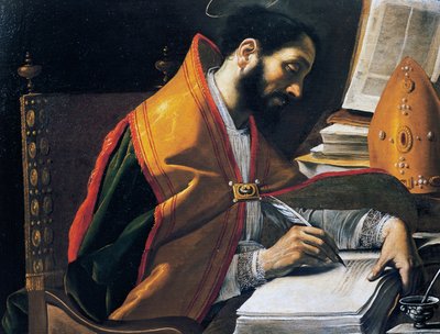 聖アンブローズ、ルティリオ・マネッティ（1571-1639）画、油彩・キャンバス、67x89cm、イタリア 作： Rutilio Manetti