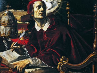 聖グレゴリー大帝、ルティリオ・マネッティ（1571-1639）作、油彩・キャンバス、67x89cm、イタリア 作： Rutilio Manetti