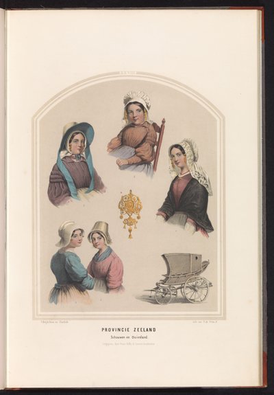 1857年、ゼーラント州のショーウェンとダイブランドの伝統衣装 ゼーラント州。 Schouwen en Duiveland / XXVIII (オブジェクトのタイトル) 作： Ruurt de Vries