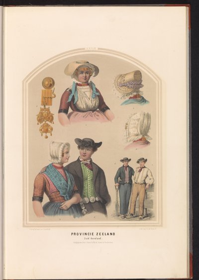 1857年、ゼーラント州ザイト・ベヴェランド島の伝統衣装 ゼーラント州。 South Beveland / XXXII (オブジェクトのタイトル) 作： Ruurt de Vries