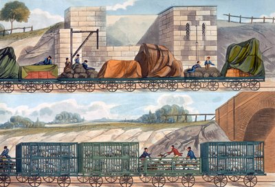 リバプール・アンド・マンチェスター鉄道の列車、1832～1833 年 作： SG Hughes