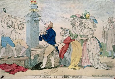 チェルトナムでのシーン。 風刺漫画、パブ。 1788年 作： S.W. Fores