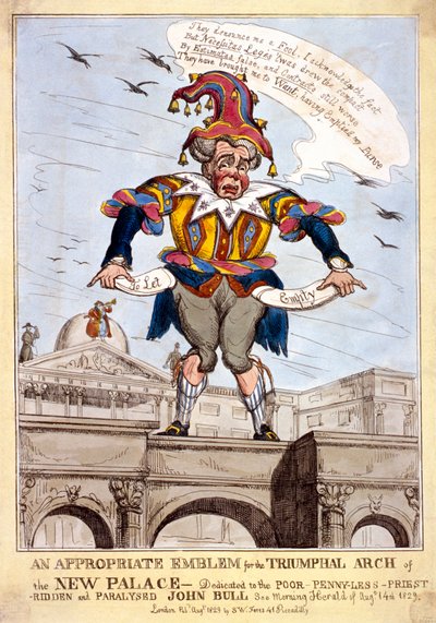 「新しいバッキンガム宮殿の凱旋門にふさわしい紋章...、ロンドン、1829 年 作： SW Fores