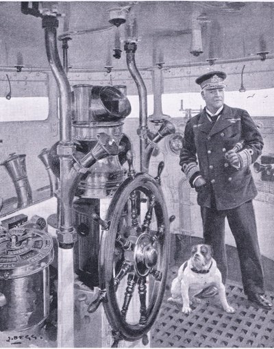 彼のお気に入りのブルドッググロリアを使用したイラスト、カッセルの有名な生活のロマンス、1940年頃 作： S. Begg