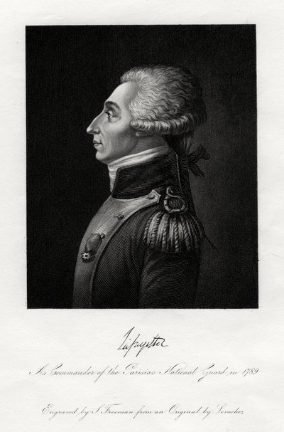 フランスの軍事指導者で政治家、ラファイエット侯爵、1845年 作： S. Freeman