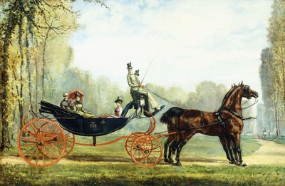 向こうに狩りをする公園の馬車（キャンバスに油彩） 作： S. Normand