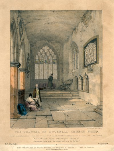 ハックナル教会の内陣、ノッティンガムシャー、1835 年 作： S Rayner