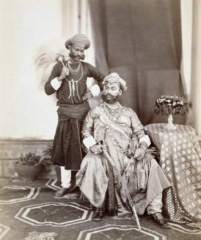 彼の殿下マハラジャTukoji Rao（1844-86）インドールの二世と付添人、1877年（アルブメンプリント） 作： S. and Shepherd, C. Bourne