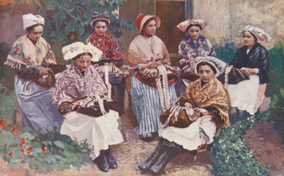 レース職人のグループ（カラーリトグラフ） 作： Sabine Baring Gould