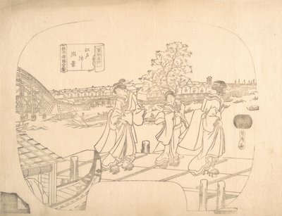 19世紀のファンのためのプルーフラインブロックプリント. 作： Sadahide Utagawa