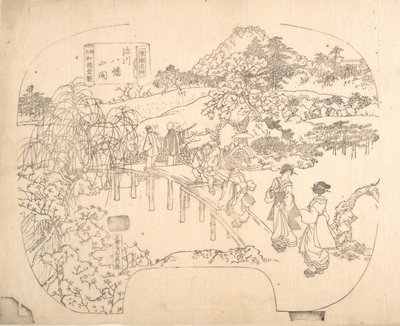 19世紀のファンのためのプルーフラインブロックプリント. 作： Sadahide Utagawa