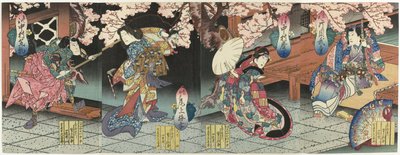 桜の下の4人の役者 作： Sadanobu (I) , Hasegawa