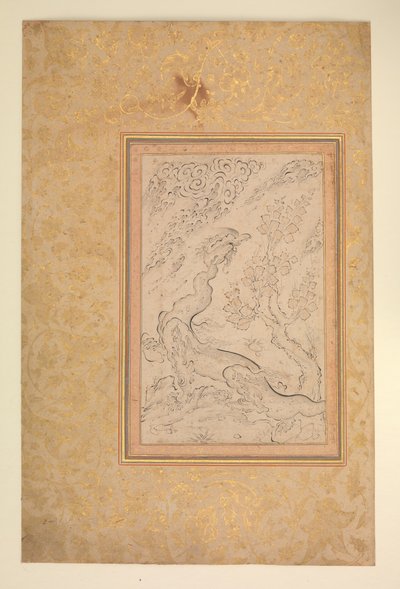 ドラゴンと雲、ca。 1600年。 作： Sadiqi Beg.