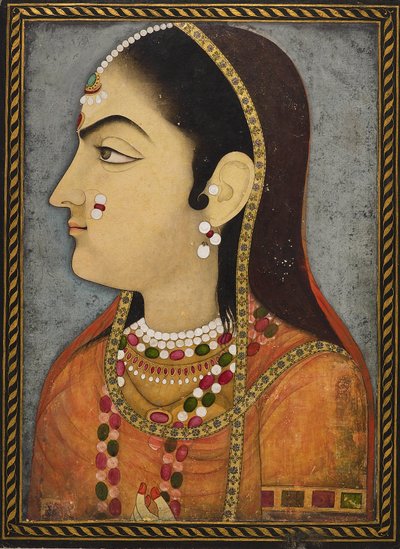 女性の肖像、c1800 作： Sahib Ram