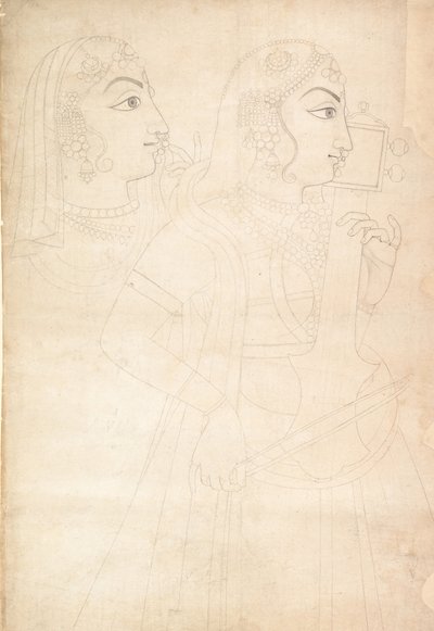 歌手およびサリンダ奏者、カリフォルニア州。 1800年。 作： Sahib Ram