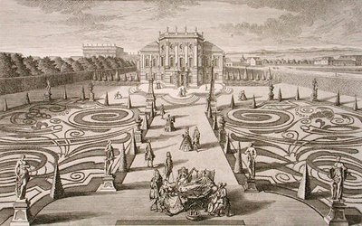 オーストリアの家と庭、Johann August Corvinus (1683-1738)作、1730-40年頃に出版されたもの(エングレーヴィング) 作： Salomon (after) Kleiner