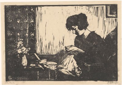 裁縫婦人 作： Salomon Garf (signed by artist)