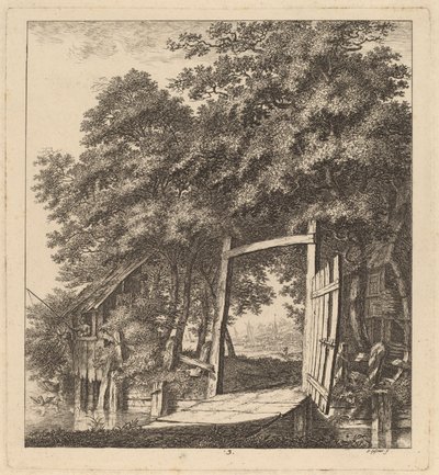 湖畔の素朴な門、1764 年。 作： Salomon Gessner