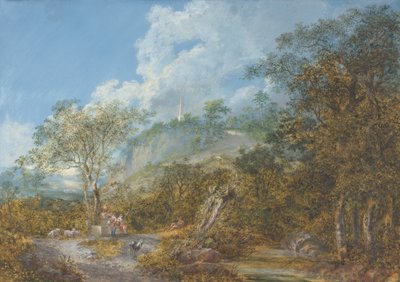 オベリスクのあるアルカディアの風景、1785年。 作： Salomon Gessner