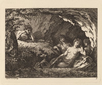 サテュロスと一緒に眠っている 3 つのスプライト、1769 年。 作： Salomon Gessner