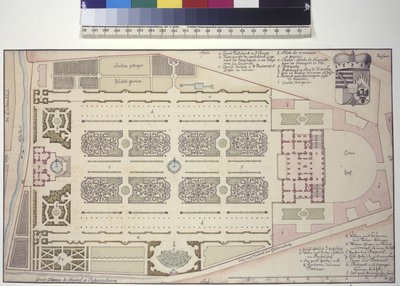 全ページリヒテンシュタイン庭園宮殿平面図（ペン・インク画） 作： サロモンリトルワン