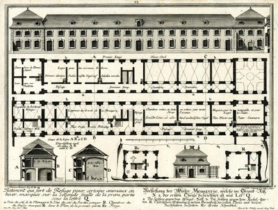 冬の動物園とゲートハウスの平面図と立面図 作： Salomon Kleiner