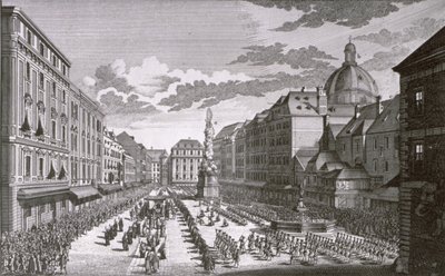 Georg-Daniel Heumann（1691-1759）によって彫刻されたグラーベンの行列のビュー 作： Salomon Kleiner