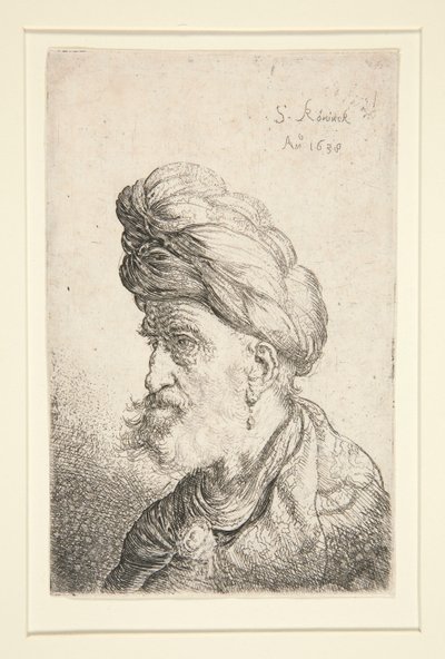 ターバンを巻いた男性の胸像 作： Salomon Koninck