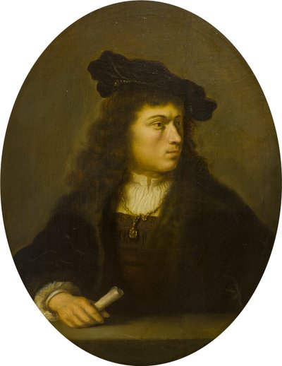 未知の男の肖像、c.1629-56（パネルに油彩） 作： Salomon Koninck