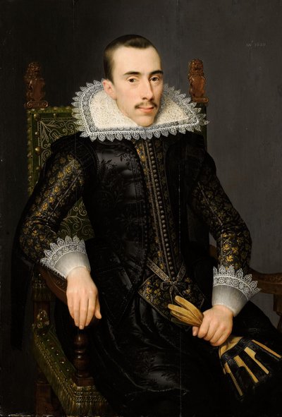 男性の肖像画、おそらくワルテルス・フルメノワ (1596-1653) 作： Salomon Mesdach (attributed to)