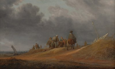 海岸沿いの市場、1637年。 作： Salomon Ruysdael
