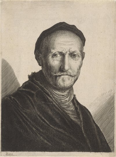 頭にベレー帽をかぶった老人の肖像 作： Salomon Savery