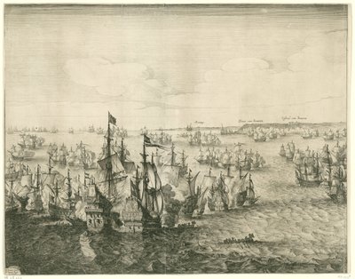 ドゥインの海戦（左図）、1639年 作： Salomon Savery