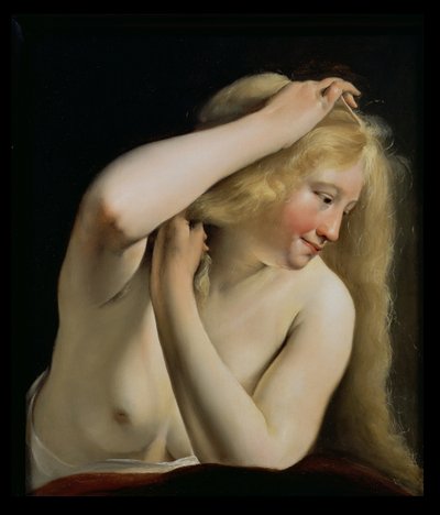 若い女性が彼女の髪をとかす 作： Salomon de Bray