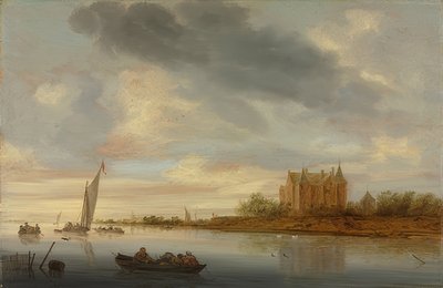 川沿いの城。 1644 作： Salomon van Ruisdael or Ruysdael