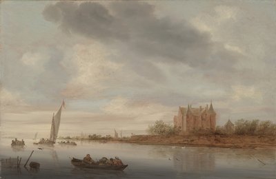 川沿いの城、1644年 作： Salomon van Ruisdael or Ruysdael