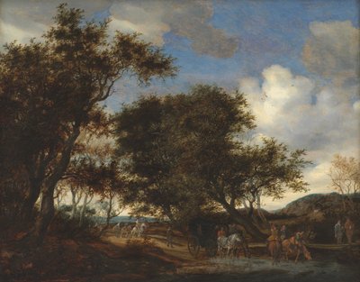 旅人が馬に水をやる風景 作： Salomon van Ruysdael