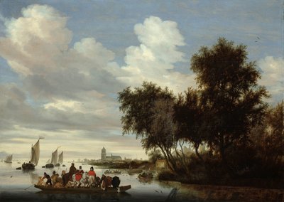 フェリーのある川の風景 フェリーのある川の風景 作： Salomon van Ruysdael