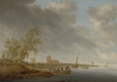 ナールデンを望む川の風景 作： Salomon van Ruysdael