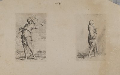 (フィギュア・シリーズ) 羽根つきヘッドドレスの男性立像 作： Salvator Rosa