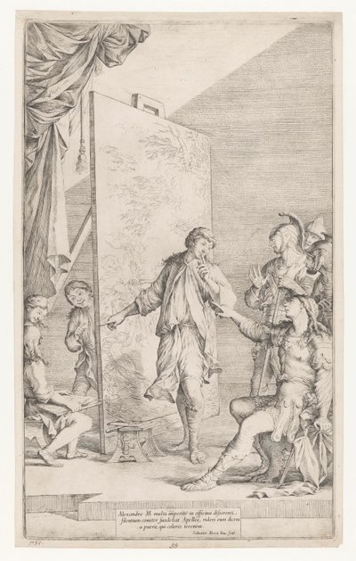 アペレスの工房でアレキサンダー大王 作： Salvator Rosa